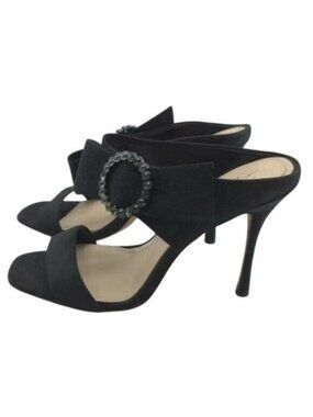 Vince Camuto Imagine Black Bow Embellished Suede Leather heeled mules size 11